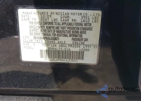 2010 Nissan Sentra 2.0S z USA, uszkodzony, nr VIN 3N1AB6AP8AL633821